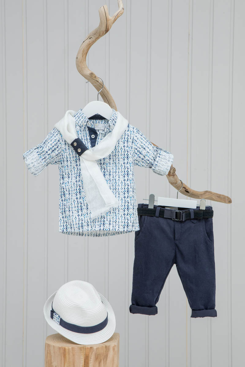 Μοντέρνο Ethnic Style Σετ για Αγόρι-137 Αγορίστικο σετ σε σιελ μπλε αποχρώσεις