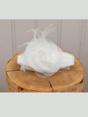Ivory headband from tulle in off white color