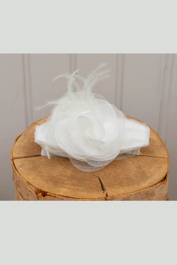 Ivory headband from tulle in off white color
