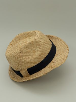 Baby Boy Natural Straw Hat with Black Ribbon