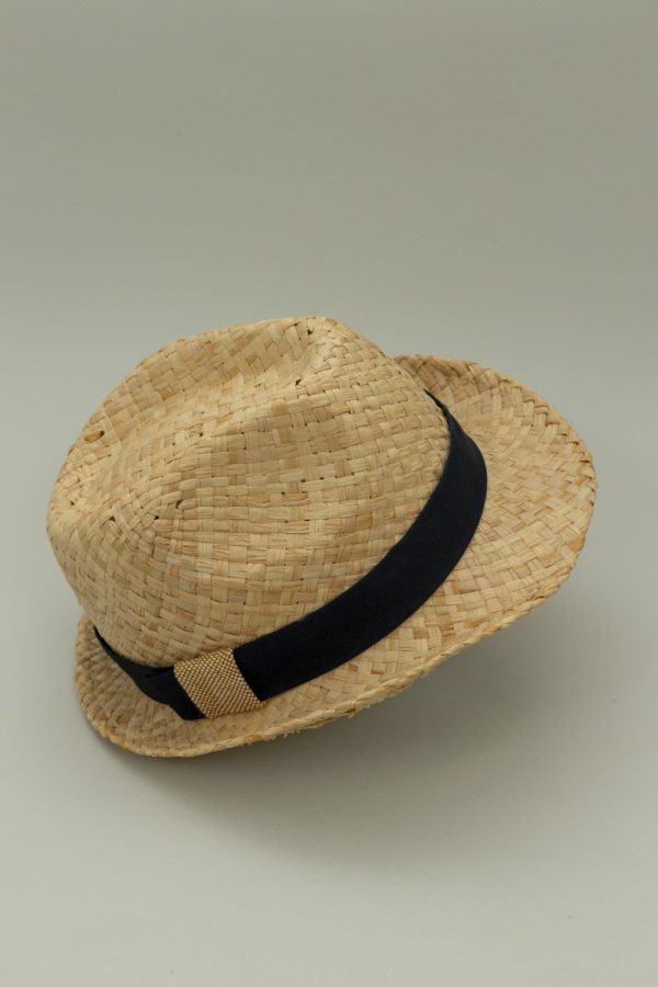 Baby Boy Natural Straw Hat with Black Ribbon